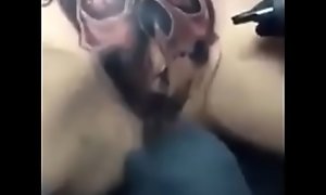 TEEN GETS A SKULL TATTOO ON HER PUSY