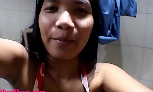 13 weeks pregnant Thai Teenage throatpie oral pleasure choking cum explode out of doors indiscretion on camera