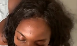 POV black teen takes white cock in her ass plus a facial