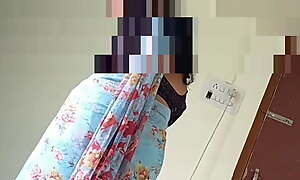Desi bhabhi Saree blouse together with bra wearing front of devar