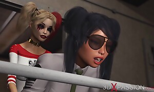 Hot sex in jail! Harley Quinn fucks a female prison officer