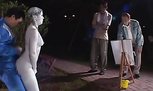 Cosplay Porn: Public Painted Statue Fuck part 3