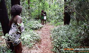 Malicious Black Fairies Walking In The Jungle Get Teased At the end of one's tether Big Black Tit MILF Wanting Lesbian Triad