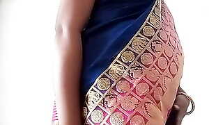 Tamil become man Swetha blouse less saree conduct oneself