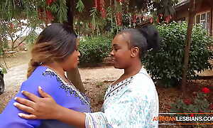 African Married MILFS Lesbian Make Out At hand Public During Square footage Bunch