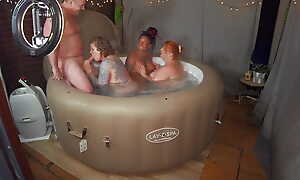 Hot sponge bath Fun with 3 MIlfs and a DILF