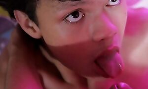 Fucking cute twink Axel Rave 's brashness with my big latino cock until I cover his face in a thick cum load. He sucks ergo ahead of