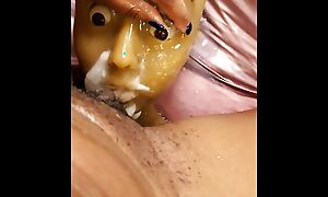 SEXUALLY FRUSTRATED SLUT vigorously RIDES the brush SEX DOLL'S FACE because the brush BOYFRIEND said she CUMS too HARD!