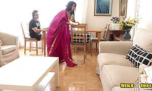 Big Tits Desi Mademoiselle in Saree Fucked in her Periods hard by her Horny Saheb