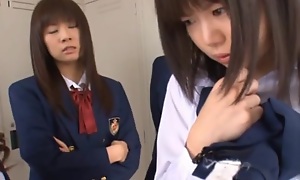 Anri Nonaka and Kurumi crazy Asian schoolgirls make the beast with two backs
