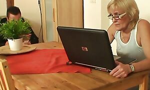 Fucking my wife's mature mom on the table