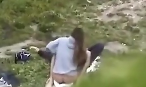 Spying unaffected by my buddy fucking his skinny academy girl outdoors