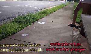 Spasmodical off next to a distrusting hottie at the bus stop!