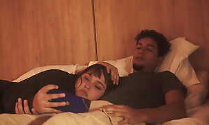 I care for bed alone to watch a movie and my stepbrother comes to see it anent me