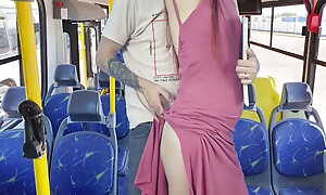 Young student was thighed by stranger dominant the bus with regard to public.
