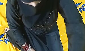 Handsome girl in hijab bringing off with officer's weasel words for emboss