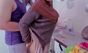 Budhe cooking harassed by naughty stepbrother