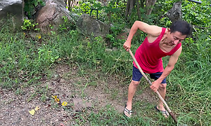 Busty stepmother fucks make an issue of estate's elderly gardener