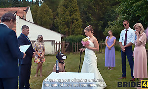 BRIDE4K. Sexy bride with natural jugs is having a strange sex with a groom dressed down as a hound