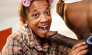 Chubby Belly Ebony Mature Anal Destroyed away from a BBC